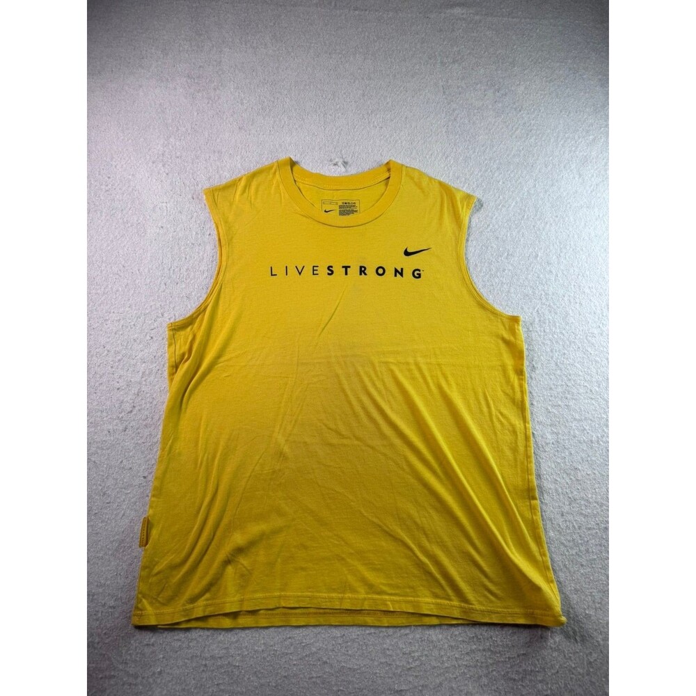 Nike LIVESTRONG Men's Large Yellow Sleeveless Activewear Tank Top Shirt